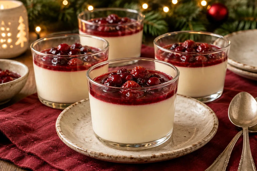 Panna cotta con frutos rojos; imagen ilustrativa incluida en el eBook